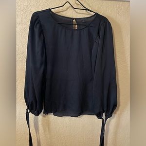 Black Long Sleeve Tie Top